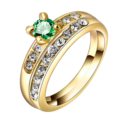 Yellow Gold Emerald Wedding Ring Set