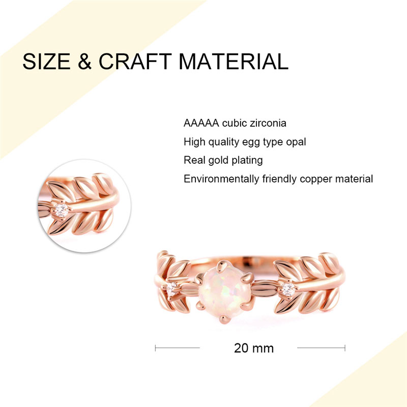 Salix Leaf Opal Rose Gold Ring Salix Leaf Opal Rose Gold Ring