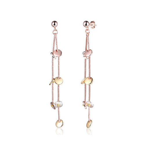 Three-Colour Gaskets Long Style Drop Earrings