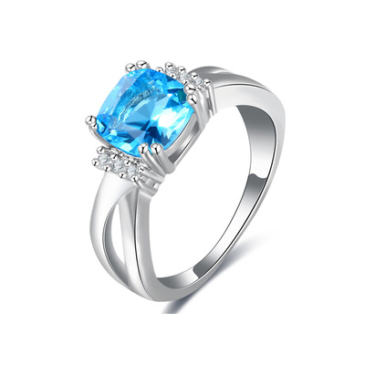 Graceful Sea Blue Diamond White Gold Ring