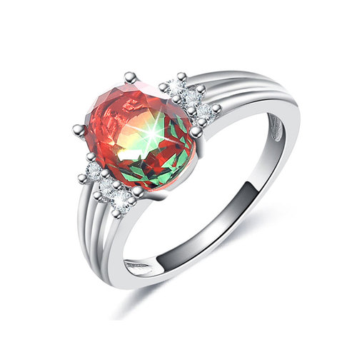 Colorful Tourmaline White Gold Ring