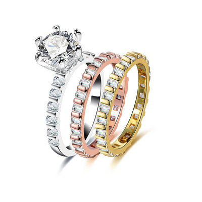 Gear Three-Colour Diamond Ring Set