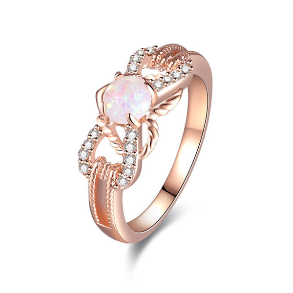 Laciness Bow Tie Opal Rose Gold Ring