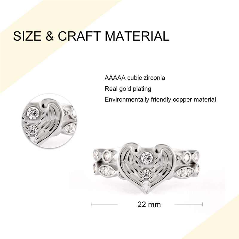 Angel's Wings Fit In Heart Couple Rings - 2 Angel's Wings Fit In Heart Couple Rings - 2