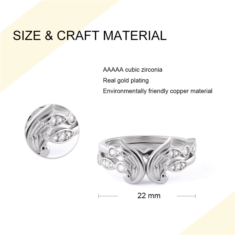 Angel's Wings Fit In Heart Couple Rings - 1 Angel's Wings Fit In Heart Couple Rings - 1