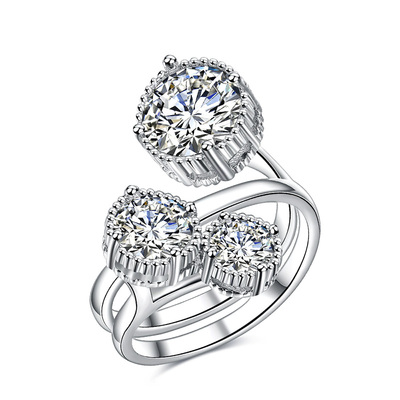 Three Flower Adjustable Diamond Ring