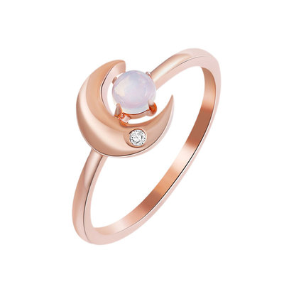 Sun Moon Star Moonstone Rose Gold Ring