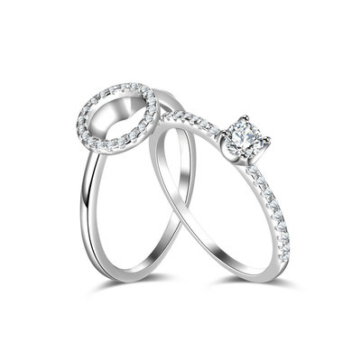 2 in 1 Halo Wedding Ring Set 1/4ct