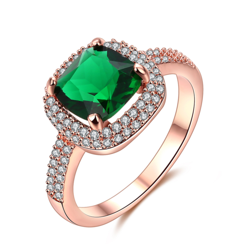Sun Vow Emerald Diamonds Wedding Ring - Rose Gold
