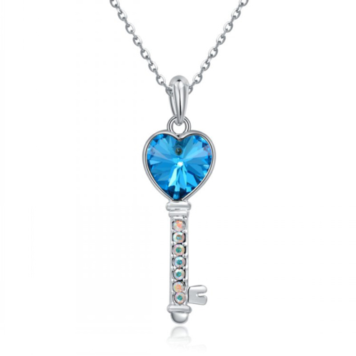 Heart Key Sapphire Pendant